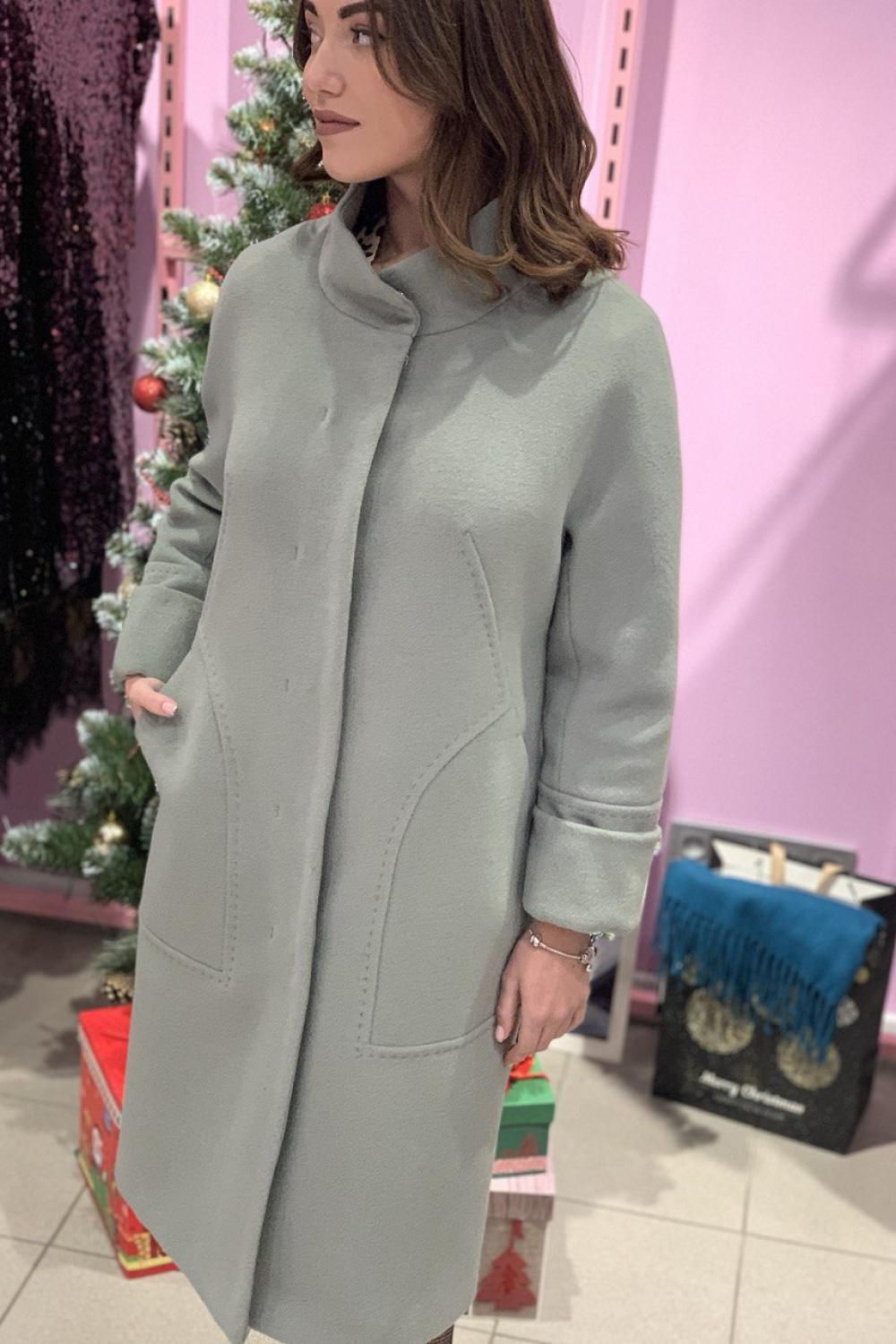 Mirella moda women's olive winter wool coat with olive insulation