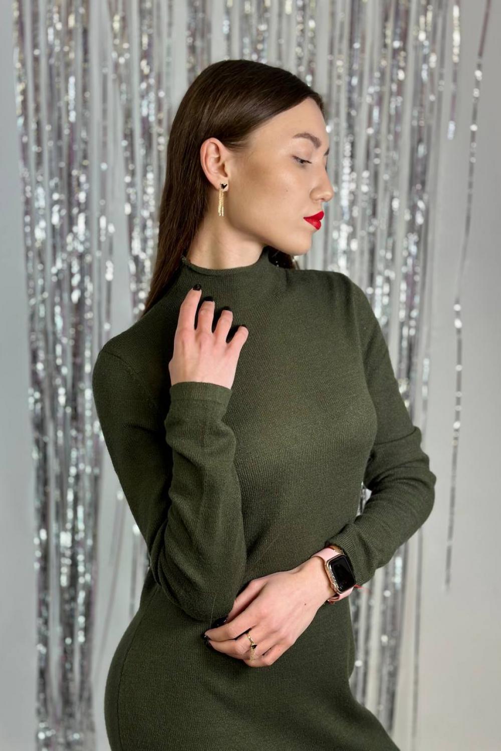 Knitted olive dress 22AH096 LAURA+MAX