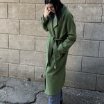 Women's demi-season green coat with a fold-down collar 274C FINE LINE