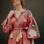 Women's  linen embroidered dress  EMBROIDERED GEM