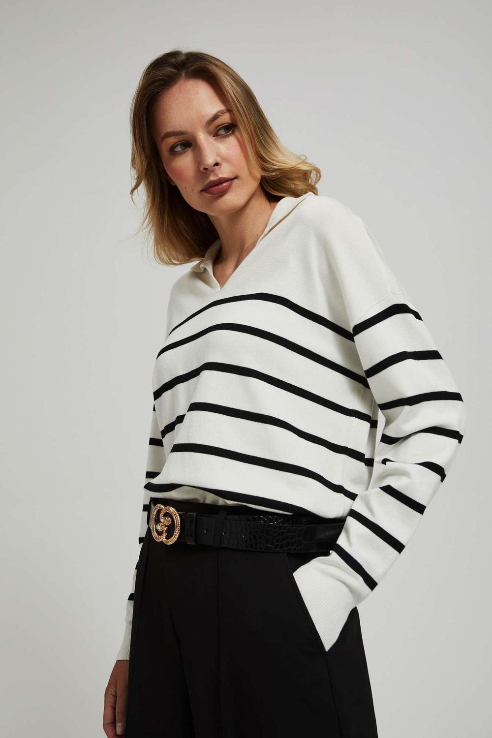 Women's milk striped jumper Z-SW-4228 MOODO