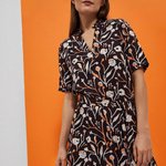 Dress brown in print L-SU-4009 Moodo