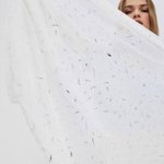 A white scarf with silver print MOODO