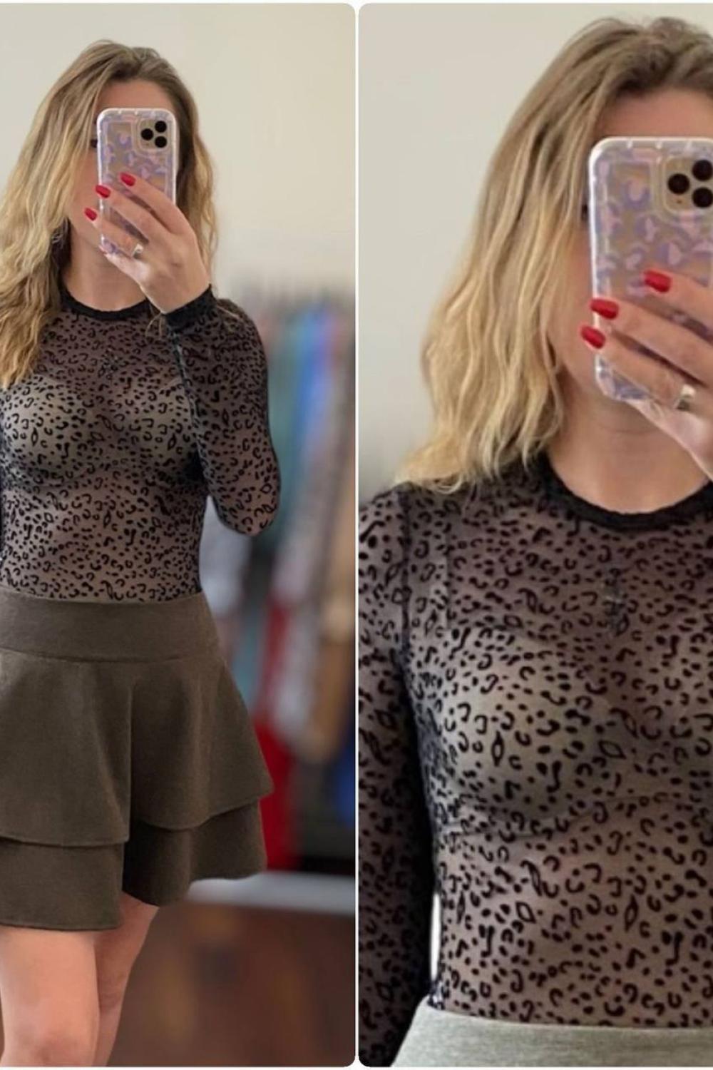 Translucent animal print bodysuit
