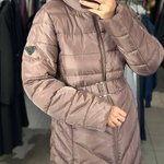 Довге стьобане пальто капучіно