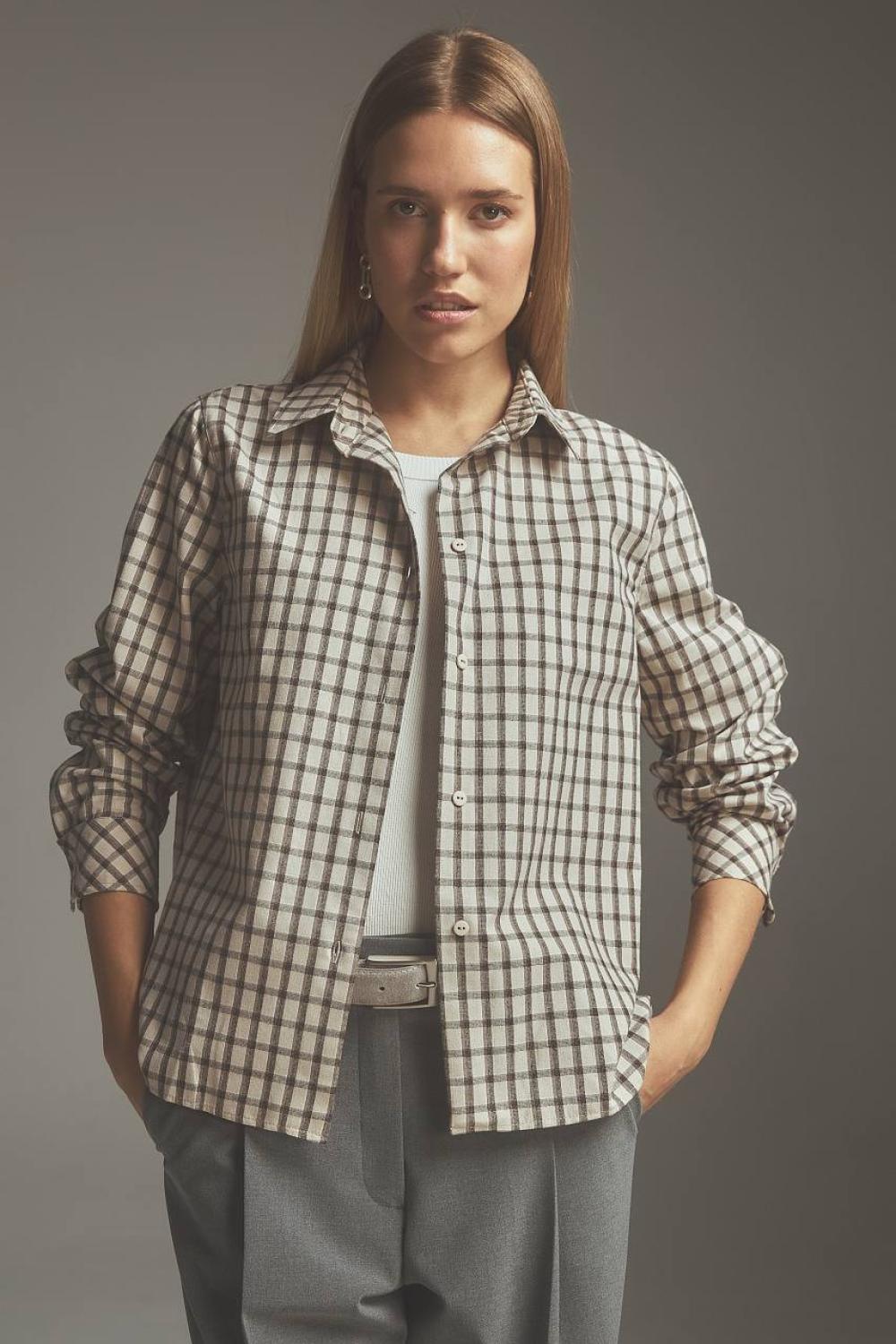 Beige plaid shirt