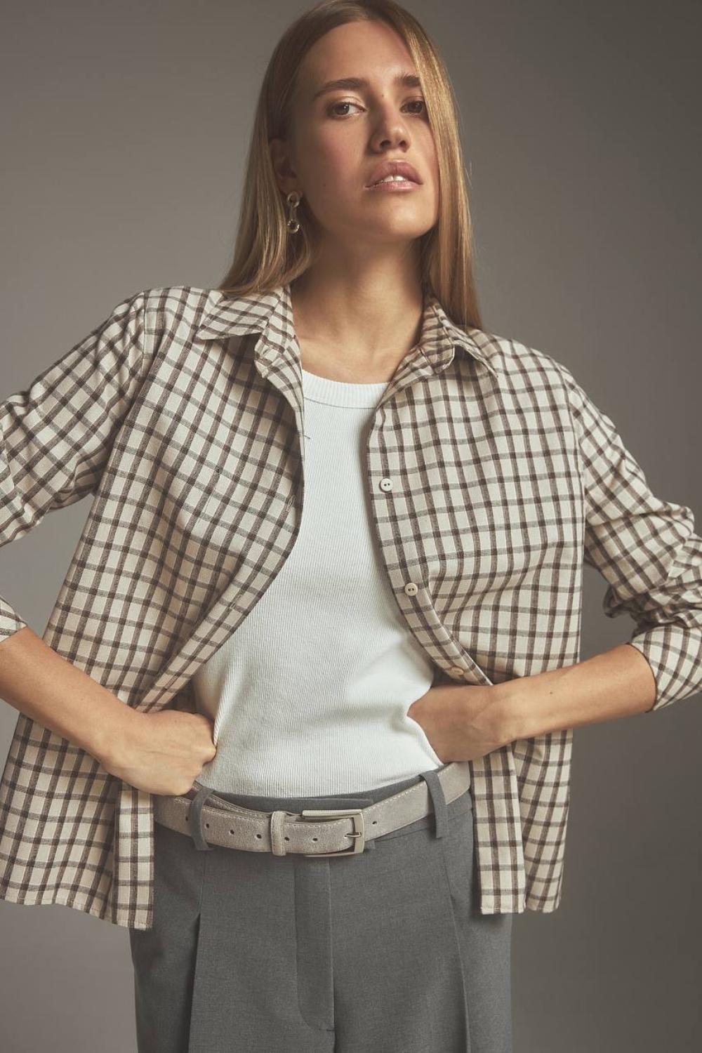 Beige plaid shirt