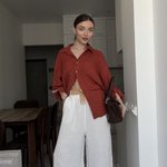 Ecru  linen palazzo pants ecru_pants