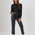 Pants women's black eco-leather Z-SP-3618 MOODO