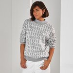 Women's gray jumper with white print 2542 BELLISE
