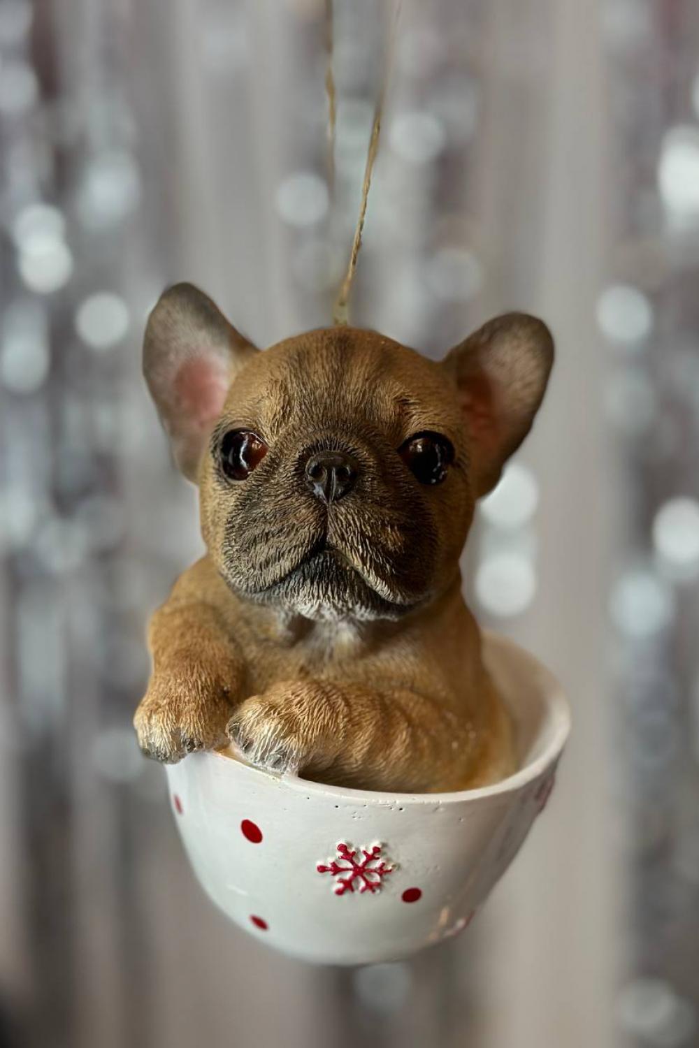 Christmas pendant / Dog in a cup