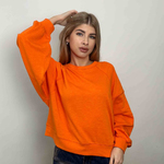 women's sweatshirt is presented in a bright orange color