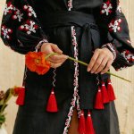 Women's black linen embroidered dress Malva EMBROIDERED GEM