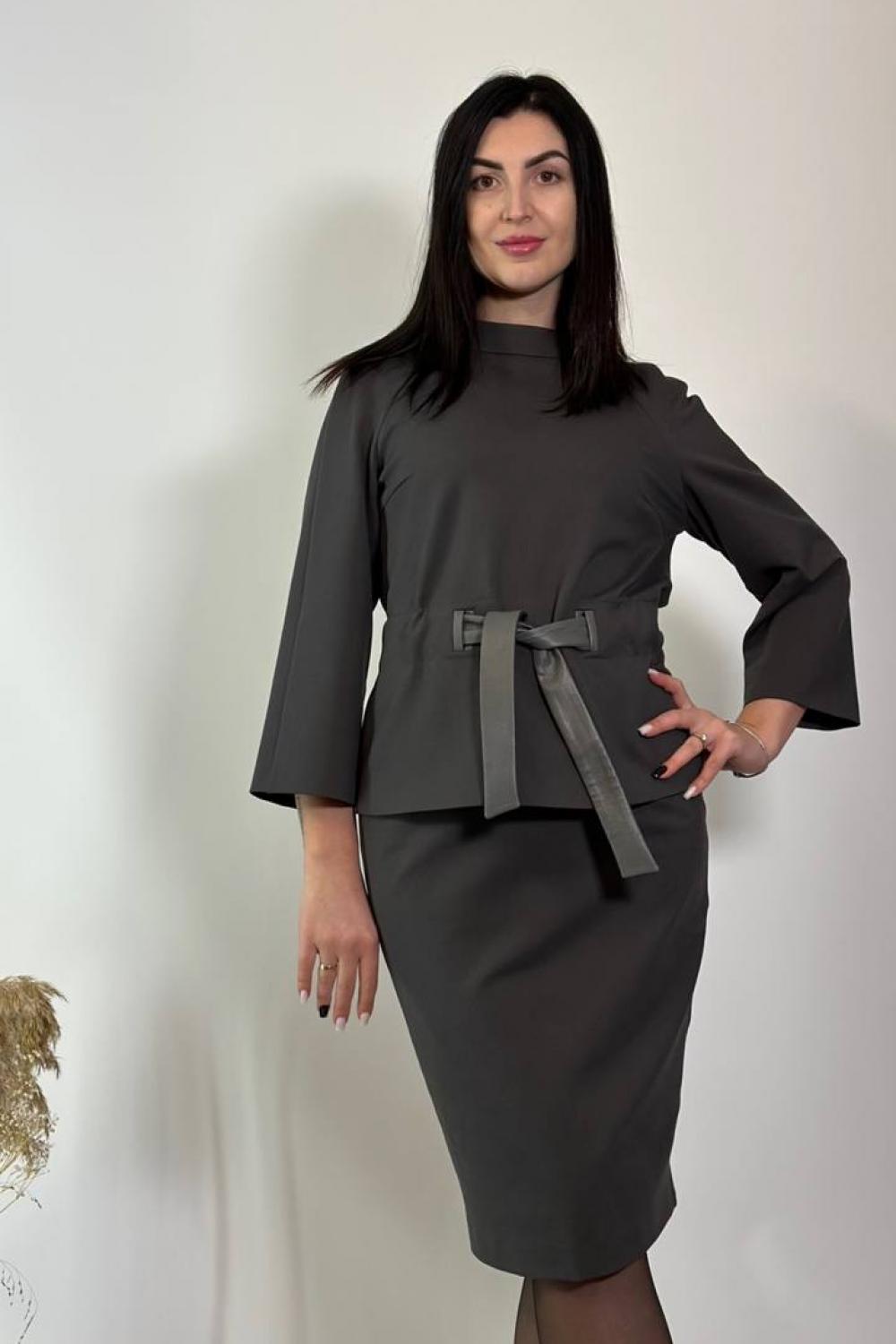 Women's graphite suit with skirt PS KV-3702 Petro Soroka