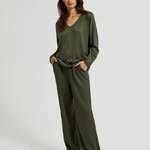 A olive sweater