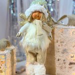 Soft Christmas toy/ Fairy girl with wings and a golden cap