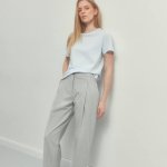 Classic gray trousers made of light suiting fabric.