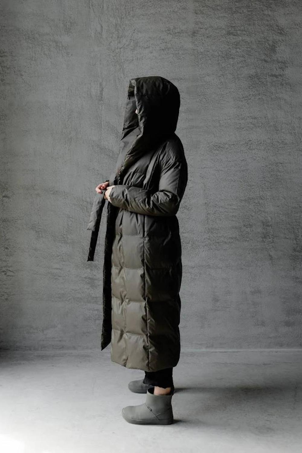Women's down jacket in khaki color