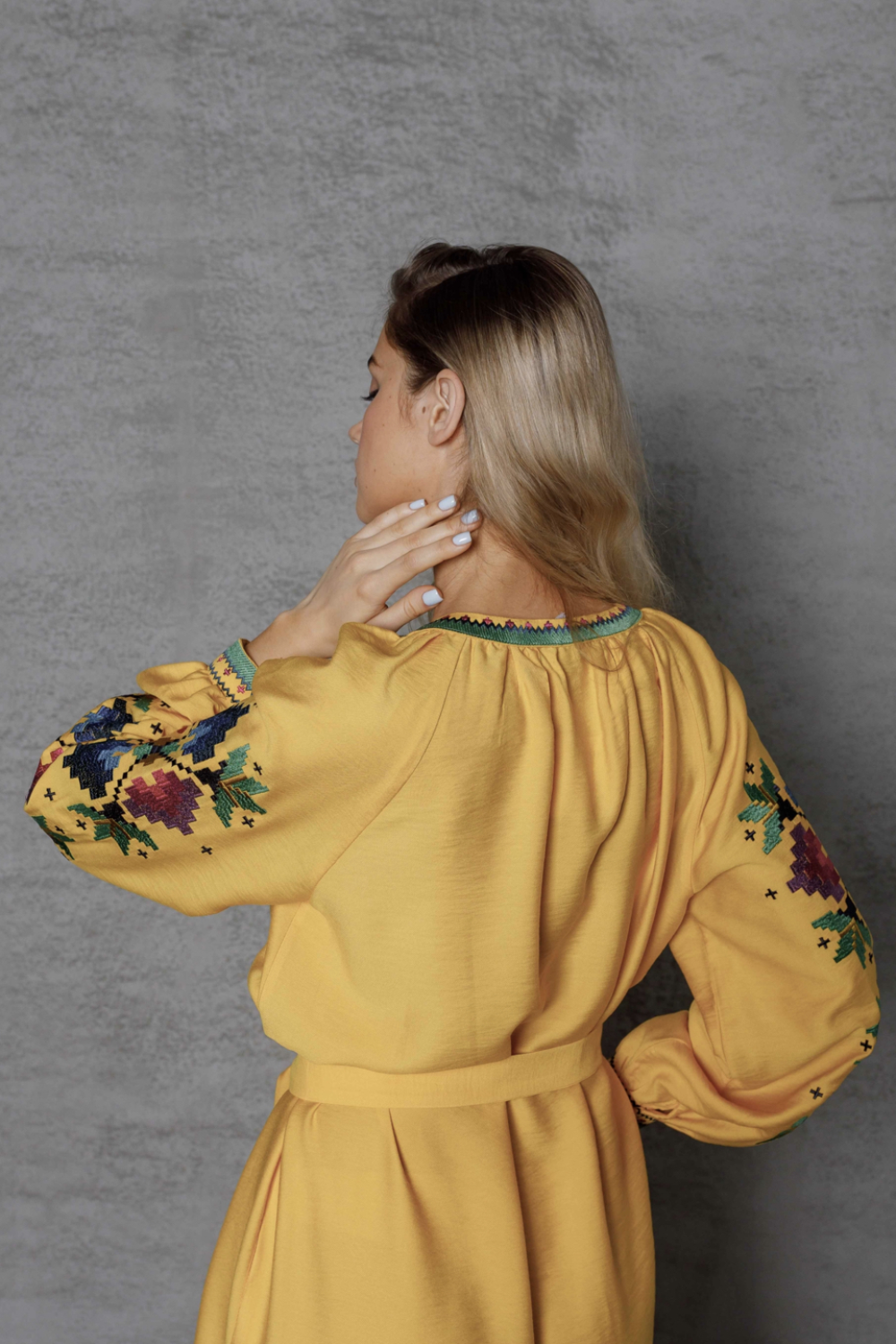 Yellow embroidered dress by Ksenia SVARGA