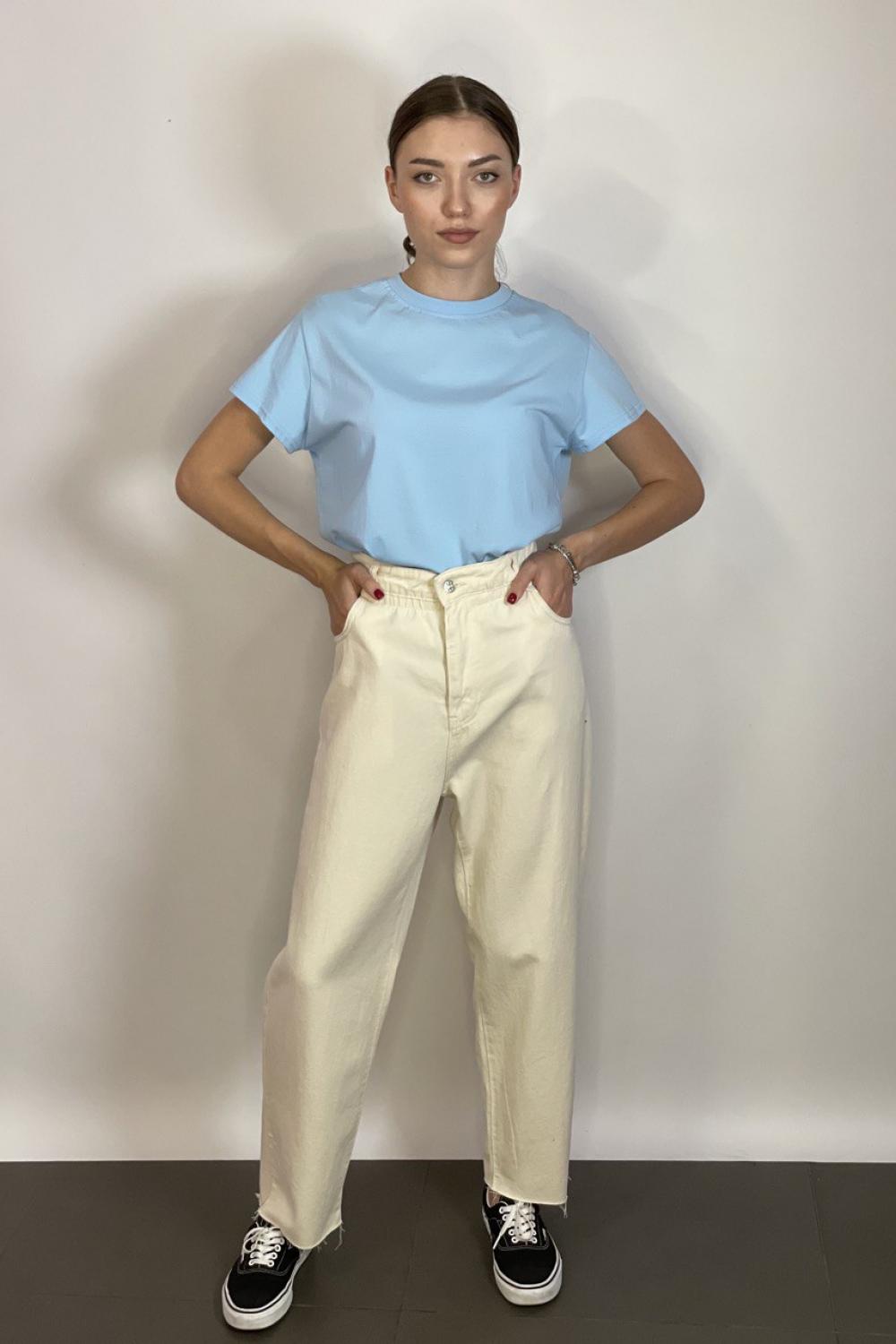 Jeans MOM Fit beige with Solmar elastic band 2231-02