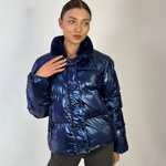 Куртка жіноча тепла синя металізована RHNK24A