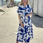 White-blue summer midii dress