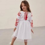 Embroidered dress for a girl Birds MEREZHKA