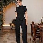 Класичний костюм з баскою жіночий чорний 551_black