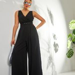 Комбінезон на запах чорний 3346 Bellise