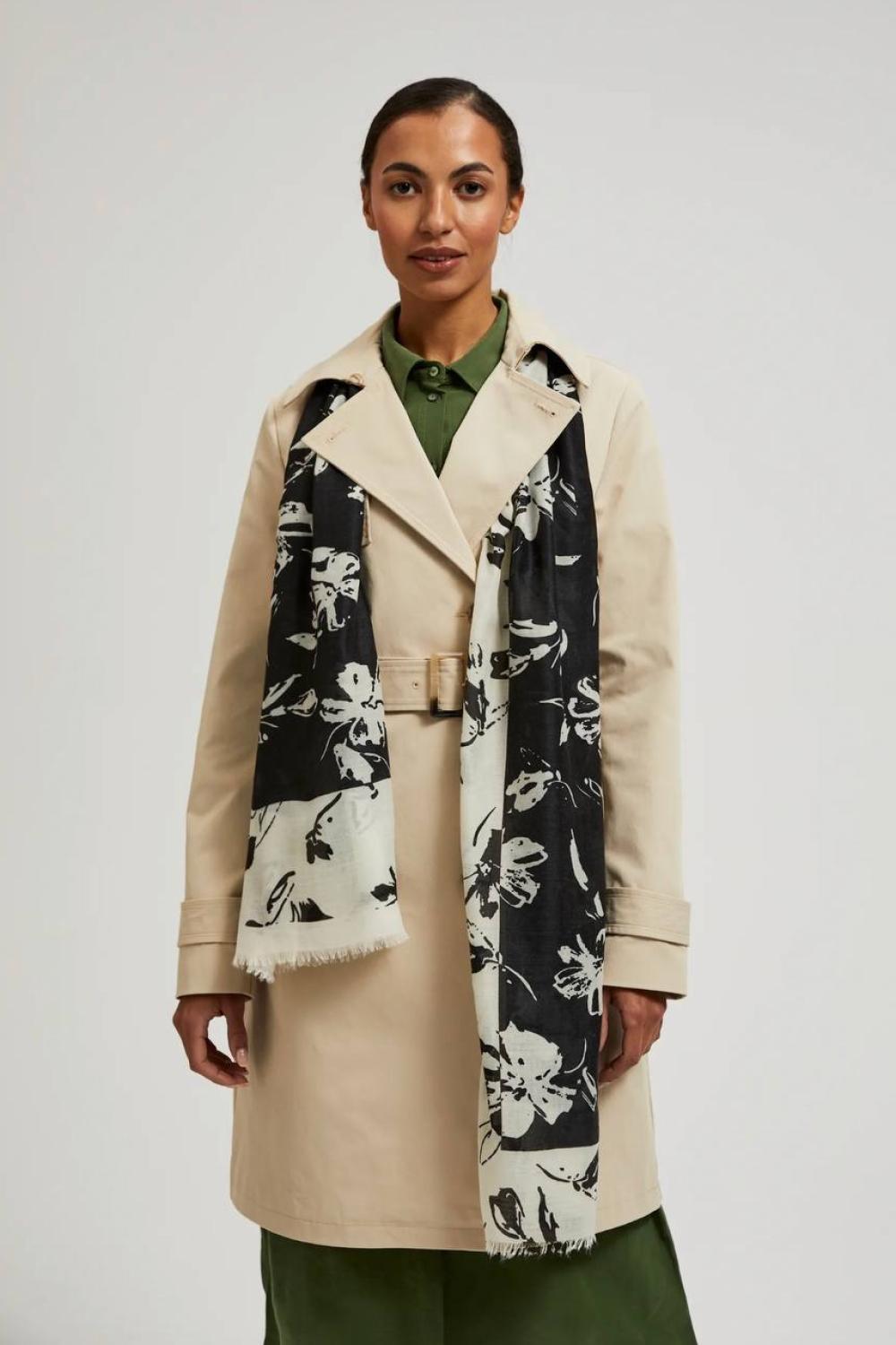 Black and white floral print scarf  MOODO