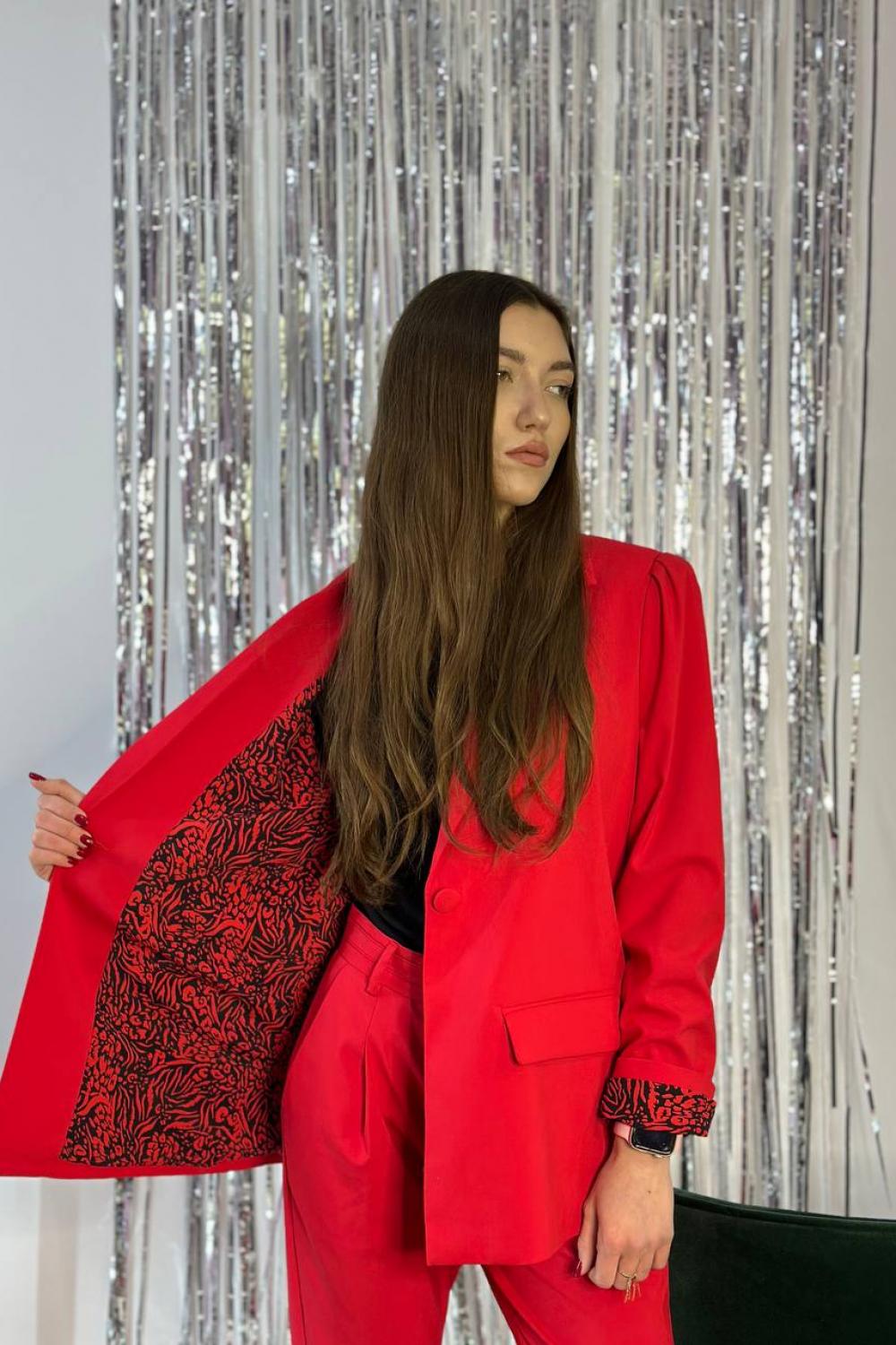 Women's trouser suit classic red. France.