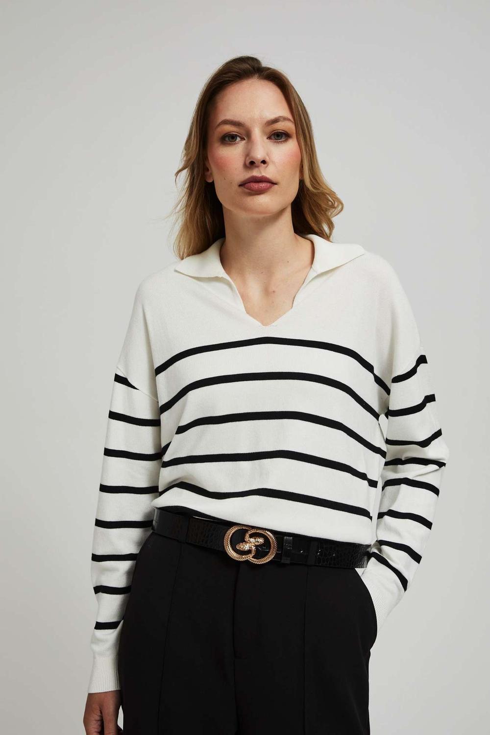 Women's milk striped jumper Z-SW-4228 MOODO