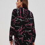 Blouse black in print L-KO-3710 MOODO