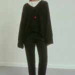 Black mid-rise pants with added wool