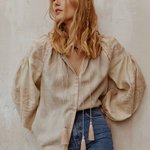 Вишиванка жіноча дизайнерська в бежевому кольорі Бохо EMBROIDERED GEM