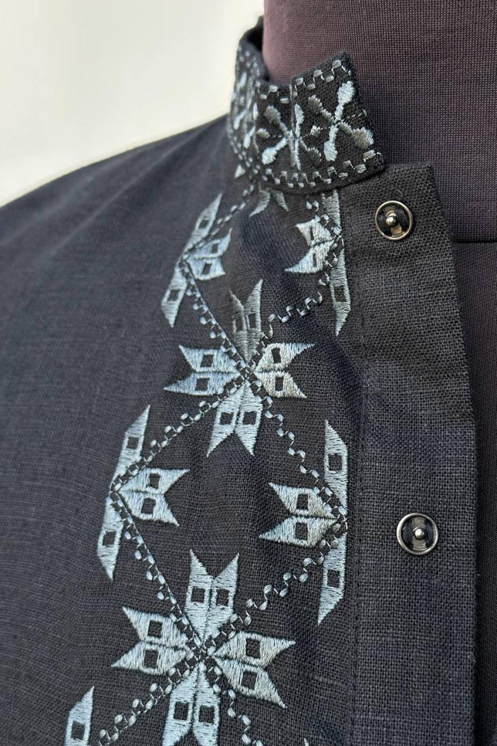 Embroidered shirt for men Ethnic black with khaki EMBROIDERED GEM