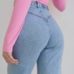Джинси straight блакитні з фігурною кокеткою Solmar