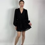 Костюм чорний романтичний, вкорочена блуза та міні-спідниця STIMMA