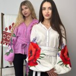 Women's embroidered shirt red poppies from Embroidered Jem