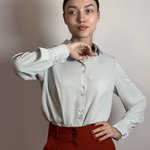 Блуза шифонова світло-сіра 6403 AZURI