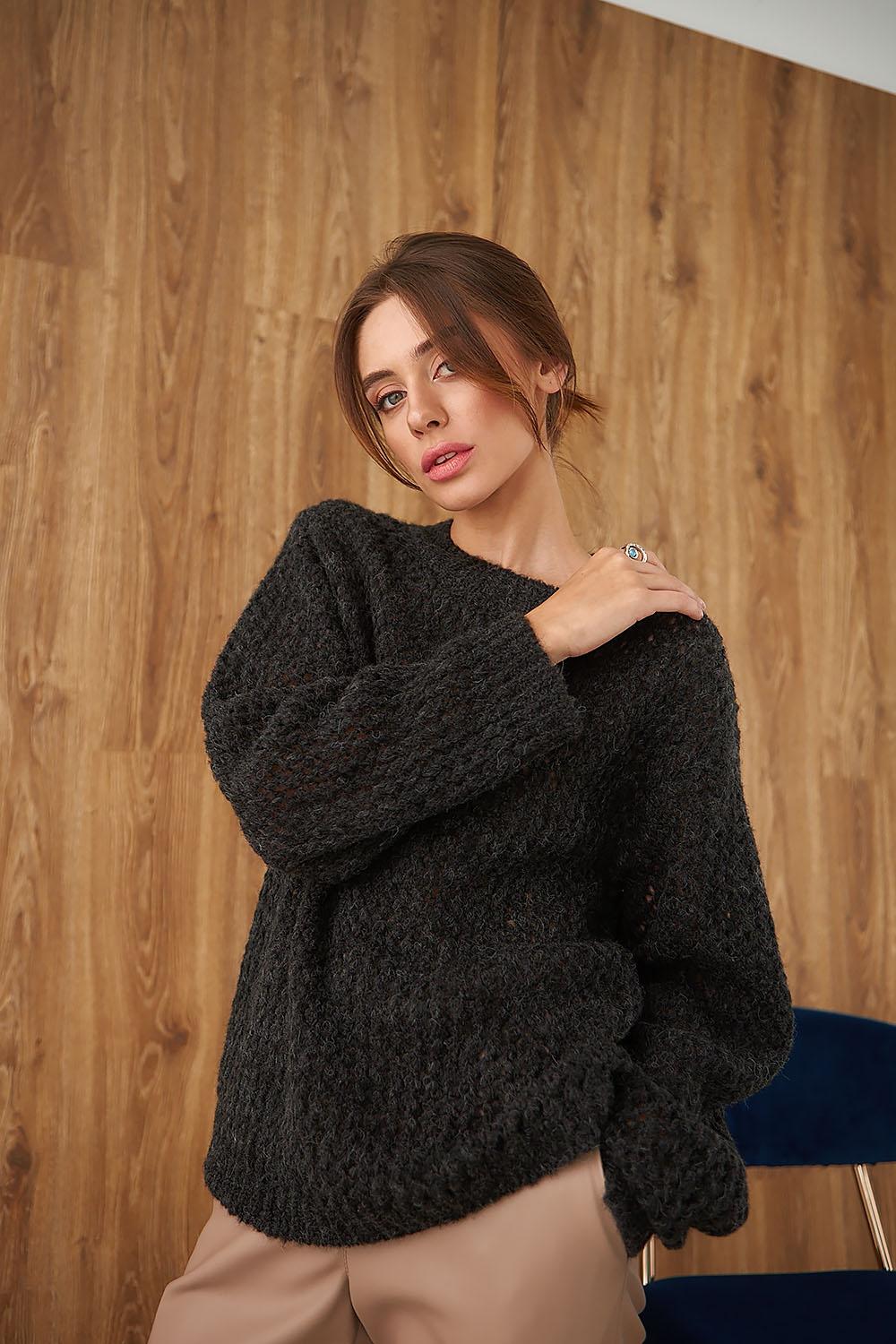 Джемпер ажурний графітовий Bellise 2329