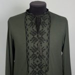 Embroidered shirt for men in khaki color Trident Piccolo