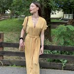 Maxi dress yellow L-SU-4046 Moodo