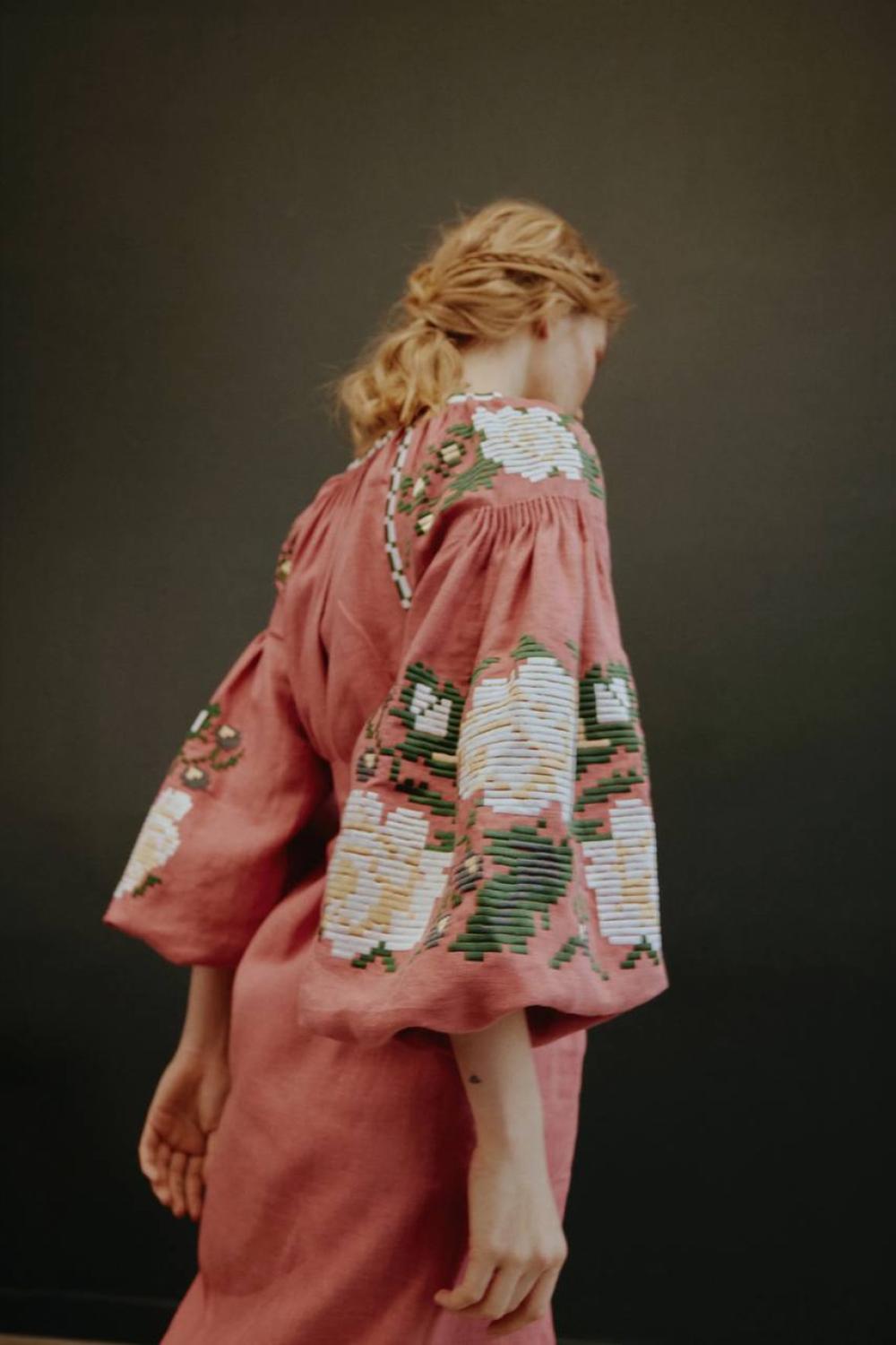Women's  linen embroidered dress  EMBROIDERED GEM