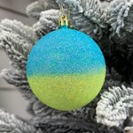 Кулька для ялинки яскрава жовто-блакитна. 31 см