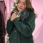 Mirella moda women's winter woolen coat with black fur