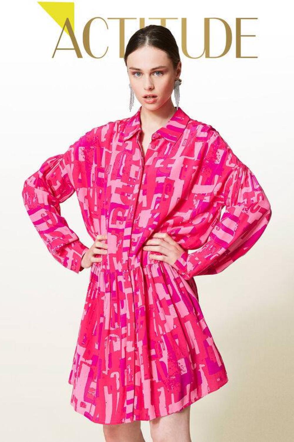 Коротка сукня-сорочка рожевого кольору twinset-pink-K-Realiz