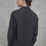 Black semi-transparent classic blouse