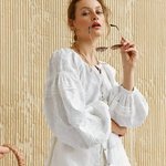 White on white designer Mariya EMBROIDERED GEM