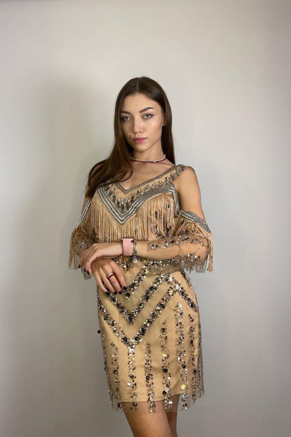 Сукня коротка ажурна з камінням Faust couture 692